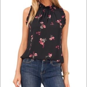 Black ruffle sleeve top NWOT